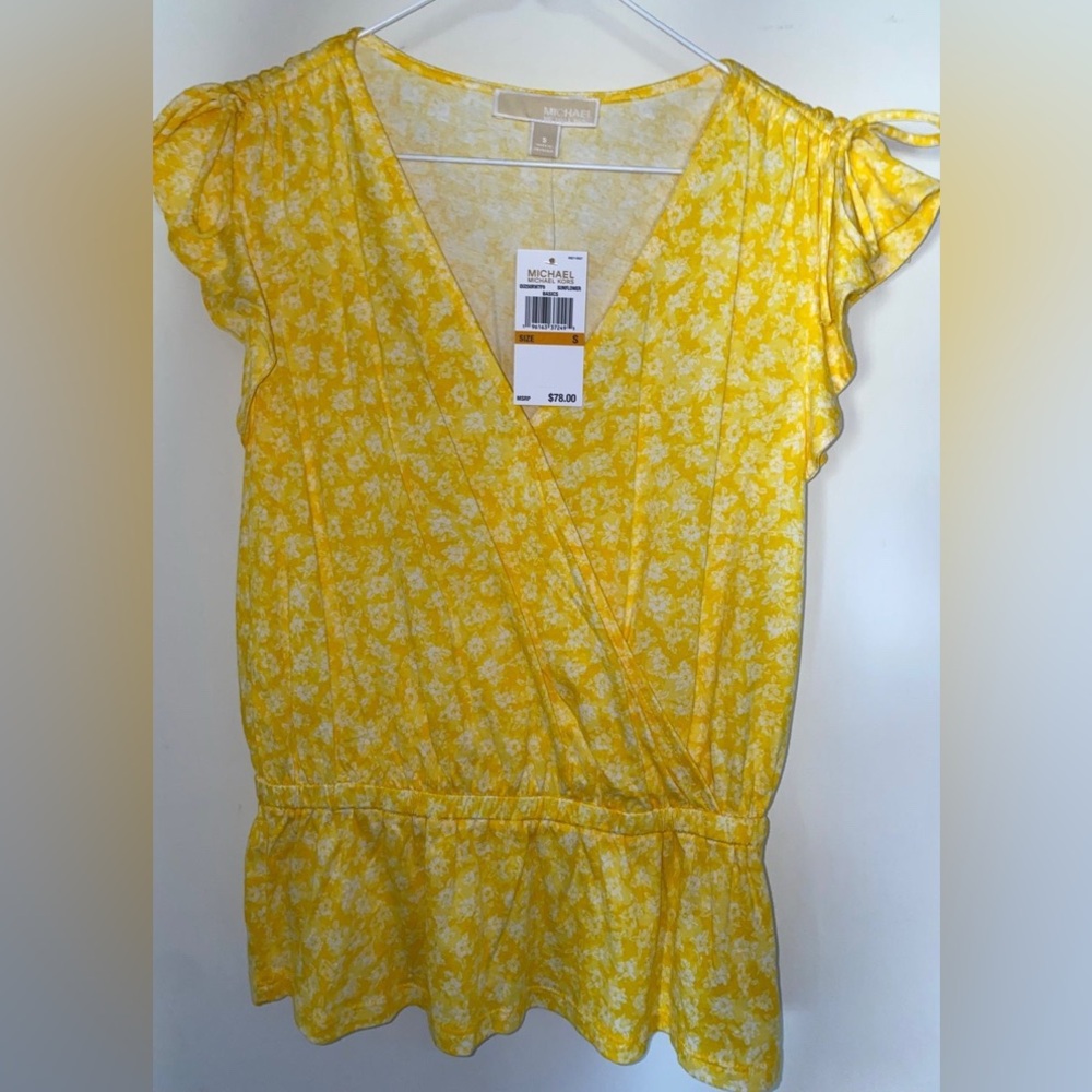 Michael Kors Sunflower Yellow Floral Top